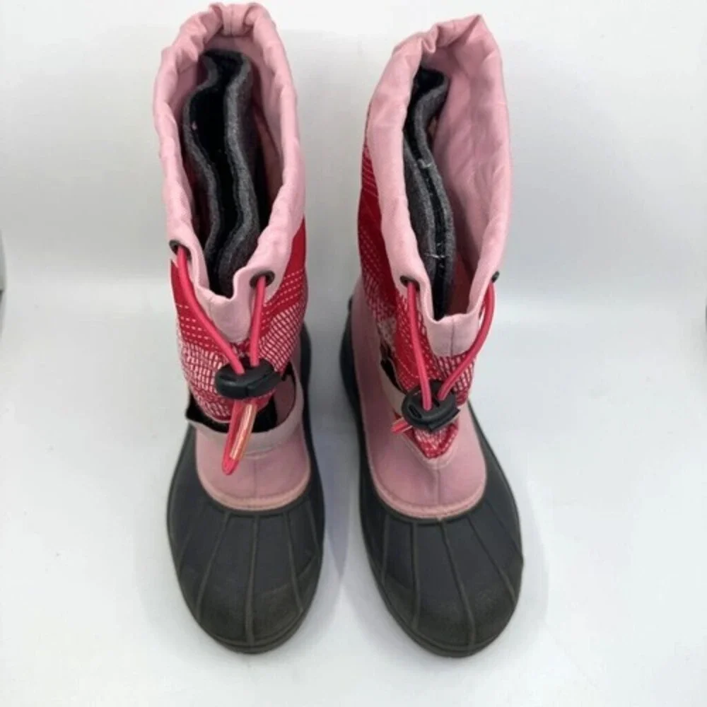 Columbia Snow Boots Kids Size 5 Pink Red Plaid Waterproof‎ BY1298-952 Good